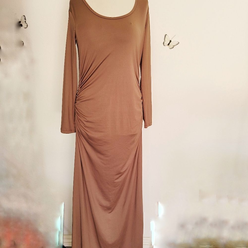 Black cherry dark tan maternity maxi dress
